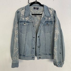 Johnny Was Ivory Eyelet Denim Jacket